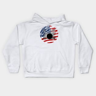 Drum Kit USA Flag Drummer Musician 4th July Kids Hoodie